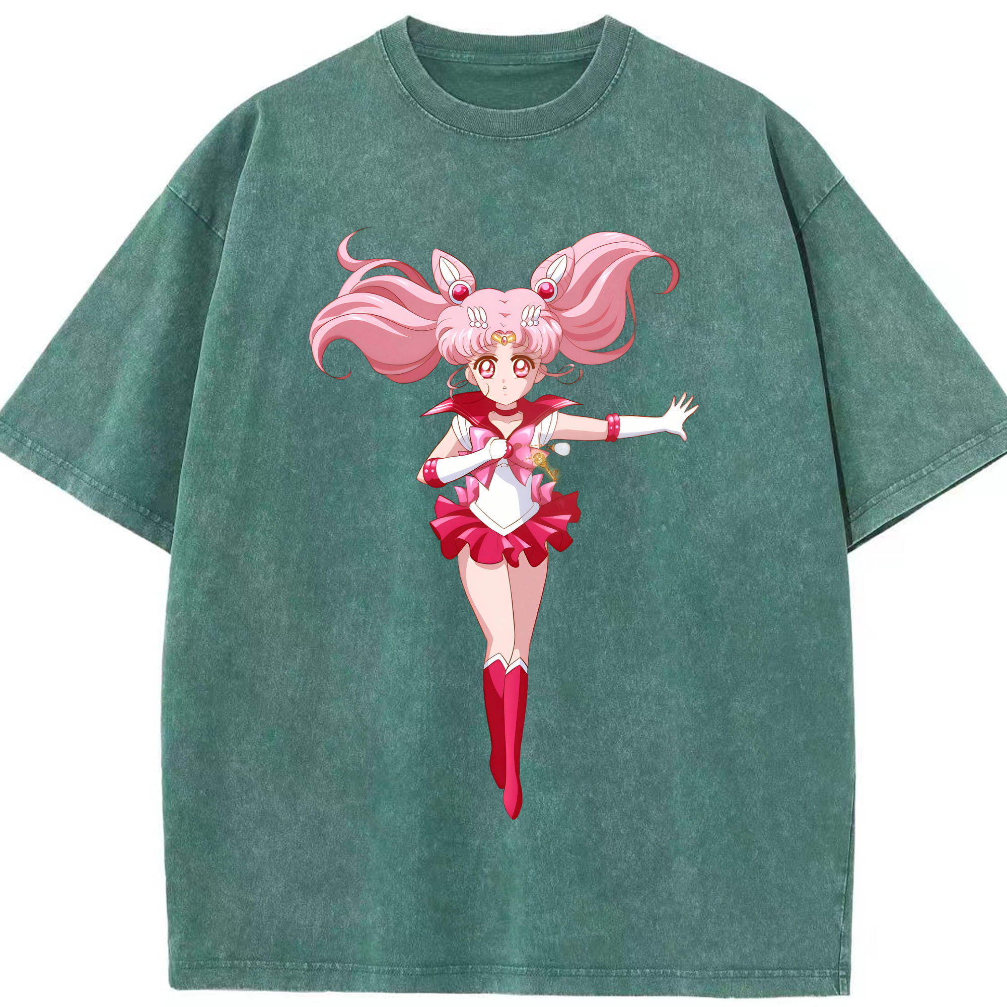 （画像用） 美少女戦士セーラームーン ちびうさ Sailor Moon Chibiusa Tsukino Usagi Small Lady Serenity 綿100% ヴィンテージ風 半袖Tシャツ（フロントプリント）